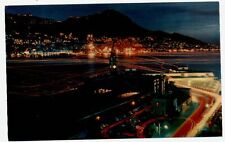 Hong Kong night view time lapse railway station clock tower ferry boats postcard