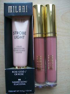 Milani Strobe Light Liquid Highlighter & Amore Shine Liquid Lip Color Duo Lot