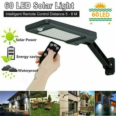 Solar LED Light PIR Motion Sensor Waterproof Outdoor Wall Lamp W/ Remote Control - Image 1 of 4