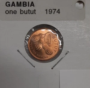 1974 Gambia One Butut Bronze Coin  FAO   BU - Picture 1 of 2