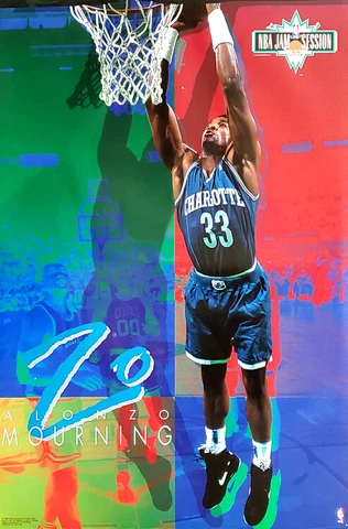 Alonzo Mourning JAM SESSION Charlotte Hornets 1993 Costacos 23x35 Wall POSTER Cover