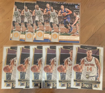 Willy Hernangomez Rookie Lot x10 - 2016-17 Select Base RC x6 + Excalibur Base x4 - Image 1 of 2