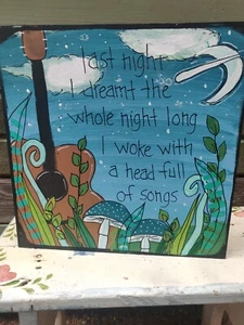 Avett Brothers Lyric Painting on 10 x 10" wood panel, Laundry Room Song Wall Art - Picture 1 of 5