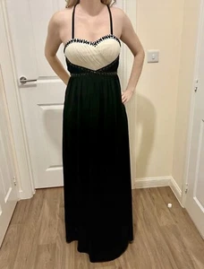 Jane Norman black white size 12 strappy bejewelled prom maxi party ball dress - Picture 1 of 10