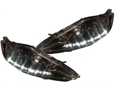 SCHEINWERFER FORD FIESTA 08-11 JA8 LED TAGFAHRLICHT-OPTIK SCHWARZ INKL. LWR SATZ - Bild 1 von 4