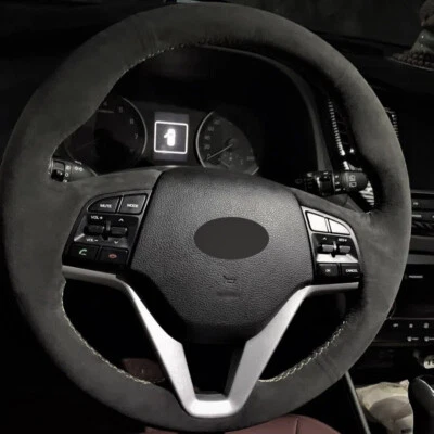 Cubierta de volante Alcantara envoltura de cuero real para HYUNDAI TUCSON 2016-2021 A Foto 1 de 4