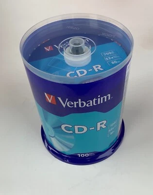 100 VERBATIM 94554 Blank 52X CD-R CDR Logo Branded 700MB Media Disc  Taiwan Made - Image 1 of 2