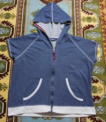 Retro Catalina Mujer Color Demin Con Capucha Cremallera Completa Bolsillos Manga Corta Talla LG  Foto 1 de 4