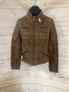 Carmin Motorrad-Bikerjacke Damen braun Kunstleder Größe S Small - Bild 1 von 9