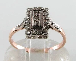 CLASS 9CT ROSE GOLD ALL DIAMOND EDWARDIAN ART DECO INS RING FREE RESIZE - Picture 1 of 6