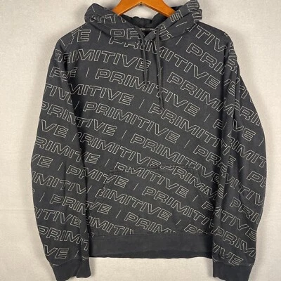 Primitive Hoodie Men’s Large Black Graphic All Over Print Streetwear Stakeboard - Image 1 of 4