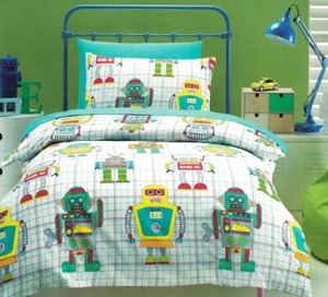 Robot Quilt Cover Set Boys Bedding Robotics Gadgets Computers Kids - Picture 1 of 1