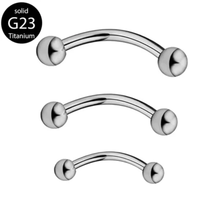G23 Titanium implant grade 16g 6/8/10mm Curved Eyebrow Bar Piercing Ring barbell - Image 1 of 4