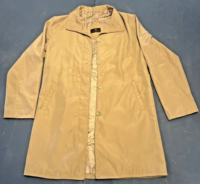 Trench Coat Chaqueta Mujer Pequeña Con Botones De Colección Marfil Satinado Caqui De Colección Foto 1 de 4