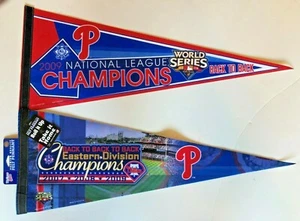 PHILADELPHIA PHILLIES 2007,2008,2009 NL CHAMPS MLB BASEBALL VINTAGE PENNANTS new - Picture 1 of 1