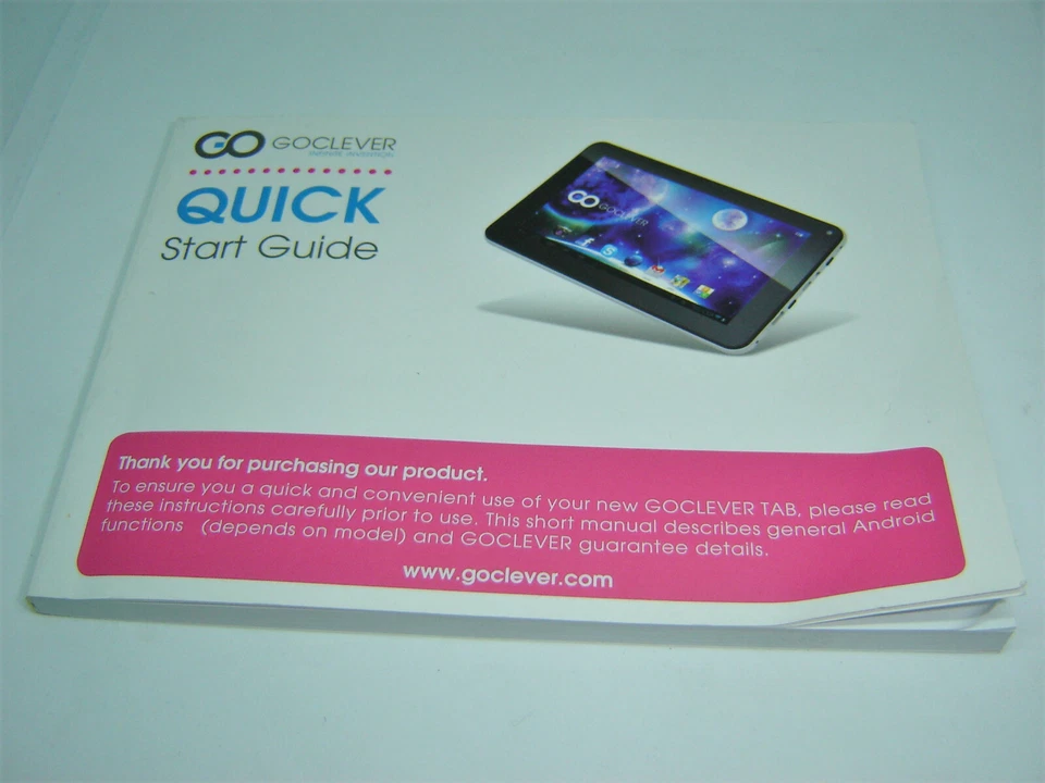 GO CLEVER TAB QUICK START GUIDE / USER MANUAL  - Image 1 of 1
