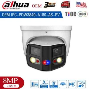 Dahua OEM 8MP 4K Dual Lens Panoramic IP Camera 180° TiOC 2 way Talk Hybird Light - Picture 1 of 24