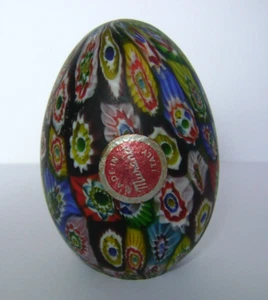 Vintage Murano Millefiori KUNSTGLAS EI Briefbeschwerer 2,5" mit Aufkleber ITALIEN - Bild 1 von 7