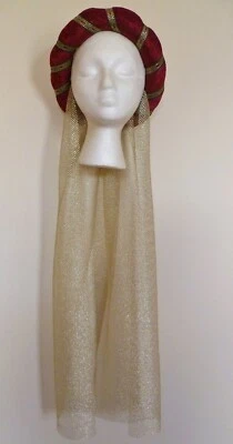 New Red & Gold Medieval Headpiece ,Custom made Headdress, Pick your head size - Image 1 of 2