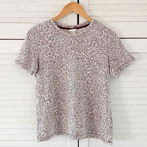 H&M Morris & Co T-Shirt Size Small Lily Leaf print Cotton Blend Short Sleeve Top - Picture 1 of 15
