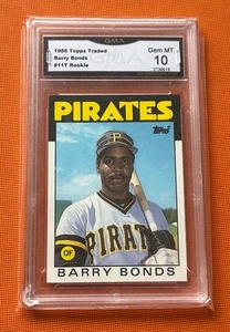 1986 Topps Traded BARRY BONDS Pittsburgh Pirates 11T RC GMA 10 Chipped Slab - Picture 1 of 4