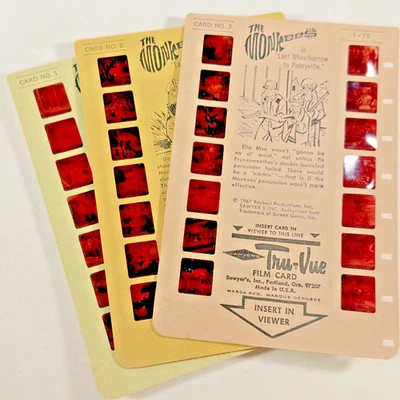 THE MONKEES TRU-VUE FILM CARDS SET OF THREE TRUE VINTAGE 3D STEREOSCOPE CARDS - Image 1 of 4