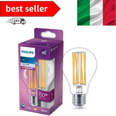 Lampada Philips LED Cassic E27, 150 W, a goccia, trasparente, bianco neutro - Immagine 1 di 4