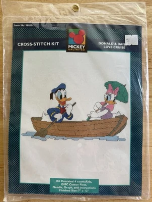 Mickey Unlimited Donald & Daisy’s Love Cruise Counted Cross Stitch Kit 7”x12” - Image 1 of 3