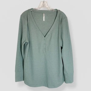 Pigiama SOMA taglia XL accogliente waffle manica lunga top Heather Jade Henley Sleep Lounge - Foto 1 di 8