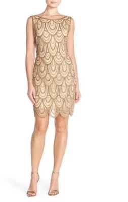 Vintage Predude Sheath Dress 8 Sequin Beaded Cocktail Formal Wedding - Image 1 of 4