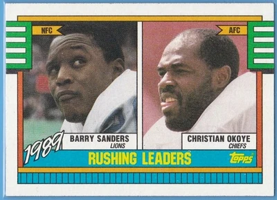 1990 Topps #28 Barry Sanders. Rushing Leader. Detroit Lions. - Image 1 of 2