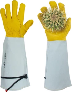 Gardening Gloves Thorn Proof for Rose Pruning & Cactus Trimming, Long Leather Ga - Picture 1 of 12