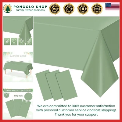 Manteles Plástico Verde Salvia 108x54 Rectangular Impermeables Desechables - Image 1 of 4