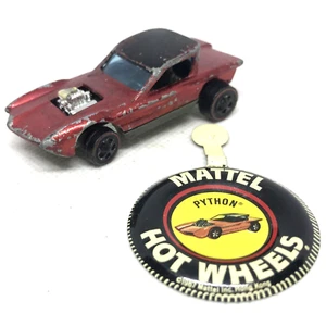 Hot Wheels Redline Python 1967 Red Gray Int. Made In Hong Kong W/Button - Picture 1 of 12
