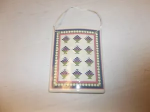 Hill Design Porcelain Quilt Tile BASKETS 3.25"x4.25" 1989 Collectible Ornament - Picture 1 of 2