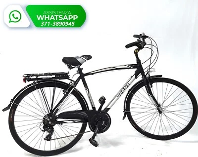 Bicicletta CITY BIKE TREKKING Alluminio UOMO VELOPOLI 28″ CAMBIO 21 Marce / NERO - Immagine 1 di 4