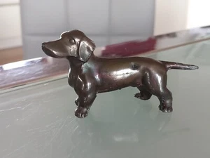 Small Vintage Spelter  Metal Dachshund Dog 9 cms long. - Picture 1 of 11