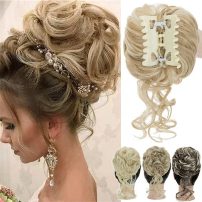 Clip Natural en Moño Desordenado COMO HUMANO Pieza de Cabello Extensión Scrunchie Updo RUBIO EE. UU. Foto 1 de 4