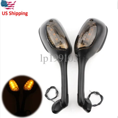 Espejos retrovisores negros con señales de giro de humo para Suzuki GSXR600 750 2006-2010 06 07 08 09 Foto 1 de 4