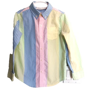 Janie & Jack Multicolor pastel color block shirt 5y button down collar - Picture 1 of 4