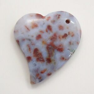 Indian Agate Heart Shape Pendent Bead - 38x36x7mm - Agate Stone Bead