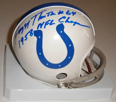 COLTS Fuzzy Thurston signed mini helmet w/ 1958 NFL CHAMPS JSA AUTO Autographed - Image 1 of 2