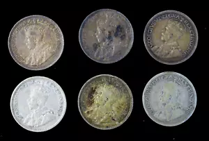Canada 10 Cents Lot of 6 Silver Coins 1916 - 1920 George V - Picture 1 of 2