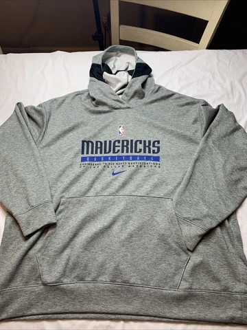NIKE Dri Fit MENS NBA DALLAS MAVERICKS PULLOVER HOODIE Size 3XL Gray Cover