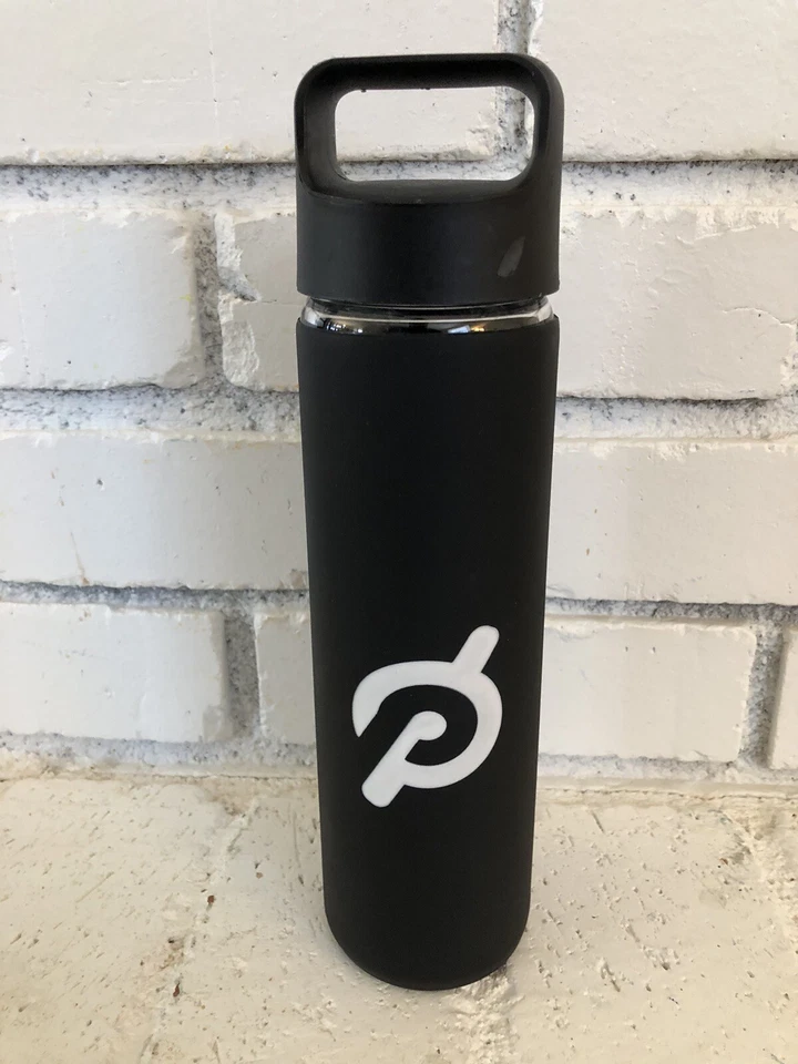 Peloton Glass Water Bottle With Silicone Non-Slip Grip Screw Top Lid - Image 1 of 4
