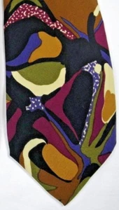 Corbata de seda Roffe artística moderna negra verde oro púrpura borgoña Nueva York EE. UU. - Imagen 1 de 7