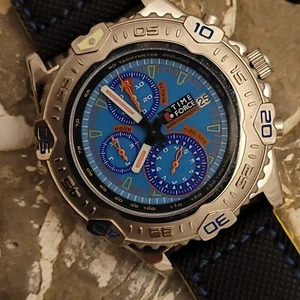 TZ4: NOS MENS FANCY CHRONOGRAPH STUNNING BLUE DIAL 5 ATM DIVE WATCH RUNS PERFECT - Picture 1 of 17
