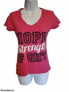 Hybrid Womens Breast Cancer Awareness T-Shirt Small Pink Hope Strength Fight - Picture 1 of 6