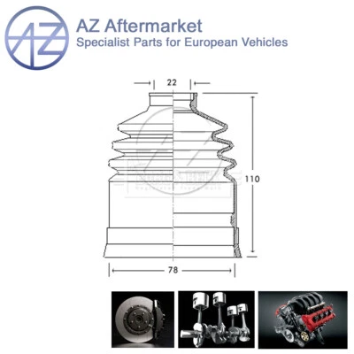 Fits Saab 99 96 95 1.5 2.0 + Other Models AZ Front Outer CV Joint Boot Set - Imagem 1 de 4