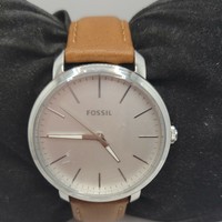 Fossil men's blk leather,quartz,battery 